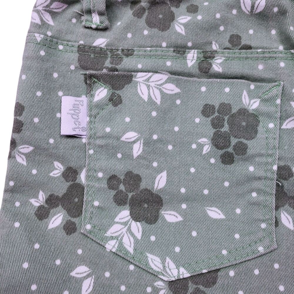 Puppet Floral Shorts Girls 8 Green Polka Dot Denim Elastic Waist Kids - Picture 9 of 10